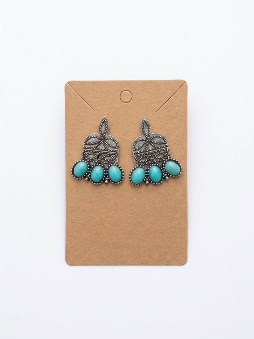 Fashion Jewelry Turquoise Blue Stone Silver-Tone Drop Earrings